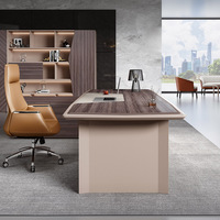Ordinateur portable Table de bureau organisateur principal incurvé de luxe panneau exécutif bureau avec étagère