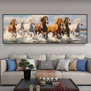 2025 Fabrikanten Groothandel <span class=keywords><strong>Wild</strong></span> Paard Hardlopen Groot Formaat Kunst Decor Schilderij Aluminium Frame Kristallen Porselein Schilderij - Product Image 1