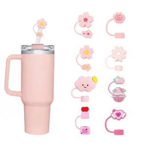 Custom Bow Sublimation 10mm Silicone Princess Straw Tip Drinking Cover Cup Charms Straw Topper For Stanley