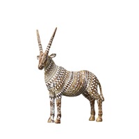 Masque sculpté en résine style bois, antilope et girafe, style africain, ornement et décoration artistique pour la maison et la pièce, design Art Déco