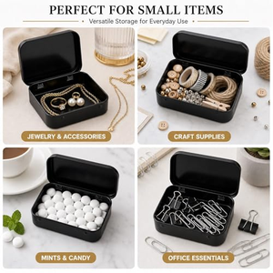 Caja de hojalata negra rectangular vacía personalizada, caja para cartas de póker, pequeña caja de hojalata para dulces y mentas - Product Image 5