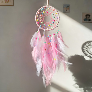 JIN PENG Acchiappasogni con Piume e Campanelli a Vento, Decorazione Moderna Intrecciata da Appendere allo Specchietto Retrovisore dell'Auto, per la Casa, Regalo per Lei - Product Image 1