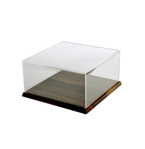 Đế Gỗ Óc Chó Với Hộp Nhựa Acrylic Hiển Thị <span class=keywords><strong>Cube</strong></span> Hộp Trưng Bày Bảo Vệ Cho Sưu Tập - Product Image 2