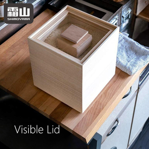 Shimoyama gạo lớn container lưu trữ THÙNG GỖ thực phẩm với bìa gạo lưu trữ container với đo cup - Product Image 4
