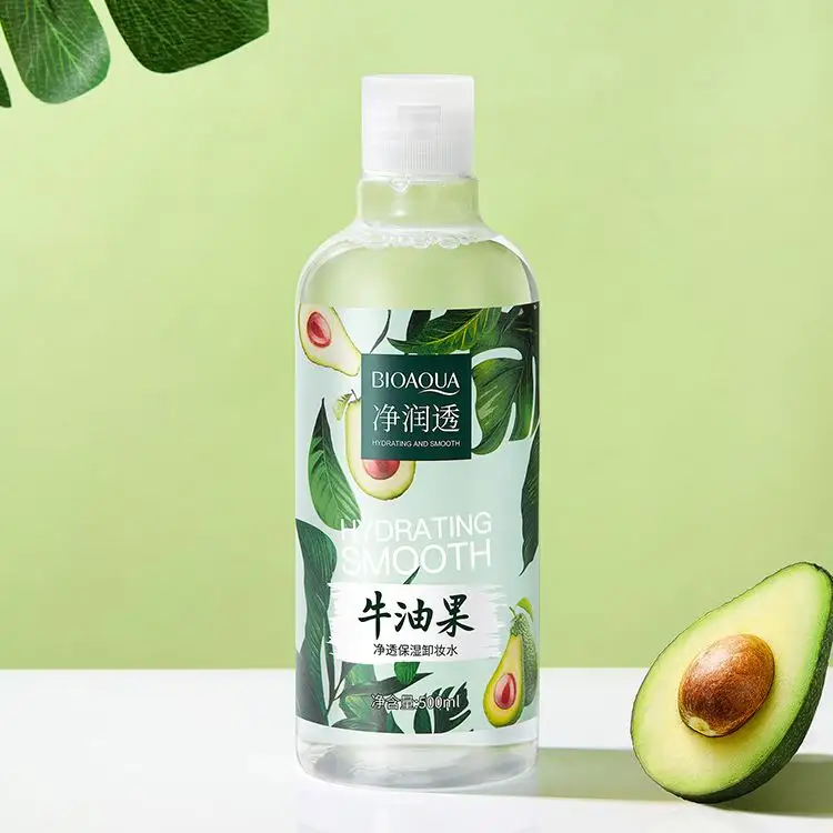 Private Label Bioaqua Schoonheidsproduct Avocado Make-Up Romover Reinigingswater Voor Huidverzorging