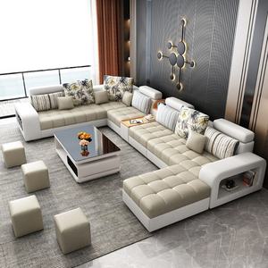 Meubles de salon en forme de U, ensemble de canapés en tissu pour se détendre ou dormir - Product Image 6