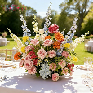 Centre de table floral artificiel Dahlia rose et blanc <span class=keywords><strong>pour</strong></span> mariage, arrangement floral <span class=keywords><strong>pour</strong></span> décoration de jardin extérieur et de fête - Product Image 6