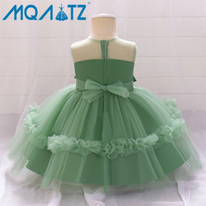 MQATZ Robe Tutu de Performance pour Filles Verte, Robe de Soirée Princesse Broderie Fleurs Perles pour Enfants L2309XZ Bébé - Product Image 6
