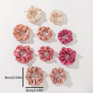3.5 cm Custom Silk Fabric Scrunchies Satin Pink Color Series Accept Custom logo and Size - Product Image 5