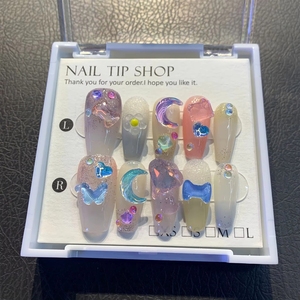<span class=keywords><strong>Uñas</strong></span> Postizas Hechas a Mano de Alta Calidad, Hermosas y Lujosas, Diseño Personalizado, Puntas de Gel Acrílico, Pintadas a Mano, Cobertura Completa - Product Image 3