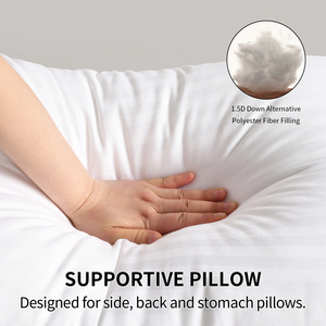 Tiêu chuẩn OEKO-TEX 100 2-gói Trắng Vua kích thước sợi nhỏ Giường Khách Sạn gối 1cm sọc thay thế giường cổ ngủ gối - Product Image 6