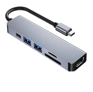 Venta al por mayor 6 puertos USB adaptador Laptop Docking Station Usb C Hub con lector de tarjetas 2X USB3.0 <span class=keywords><strong>HDMI</strong></span> 6 en 1 Usb-c Hub adaptador - Product Image 3