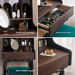 Coiffeuse en bois massif rétro français moderne <span class=keywords><strong>de</strong></span> <span class=keywords><strong>Sammy</strong></span> éclairée meubles <span class=keywords><strong>de</strong></span> chambre à coucher petit appartement américain coiffeuse médiévale - Product Image 4