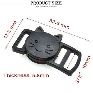 Hebilla de liberación de seguridad de cabeza de gato de plástico para collar de perro gato correas de mochila 3/8 ", correas de 10mm - Product Image 4