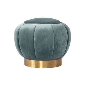 <strong>Small</strong> Round Fabric <strong>Stool</strong> with Golden Base for <strong>Foot</strong> <strong>Stool</strong> Use - Product Image 5