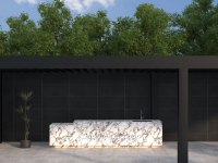 Cuisine moderne BBQ extérieure, armoire de cuisson modulaire robuste, unité de grillade extérieure résistante aux intempéries pour cour résidentielle