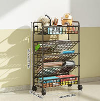 Chariot de rangement mobile incliné sur roulettes pour livres, idéal pour la salle de classe et le bureau, en métal, pour optimiser l'espace