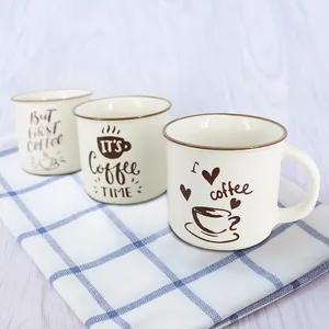 Custom Logo Ceramic Coffee Mug Vintage Ceramic Enamel Imitation Mugs for Gifts