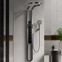 Robinet de douche pluie à affichage numérique en acier inoxydable 5 poignées mitigeur de douche ensemble de douche de luxe en métal pistolet de salle de bain