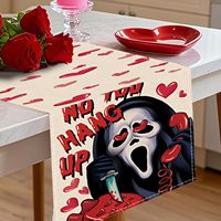 Chemin de table pour la Saint-Valentin 13 * 72 pouces Chemin de table rouge à cœur, utilisé pour la décoration de la Saint-Valentin et des anniversaires