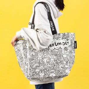 厂家批发高品质定制PP编织袋大容量时尚印花环保购物编织袋 - Product Image 4