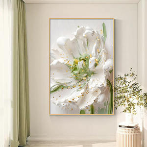 Impression abstraite de fleurs sur toile encadrée dorée élégante, décoration murale moderne <span class=keywords><strong>simple</strong></span> pour la maison, le bureau, grand format, à suspendre, fleurs au sol - Product Image 3