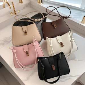 Simple Design Shoulder <b>Crossbody</b> <b>Bag</b> with Metal Clasp for Women - Product Image 2