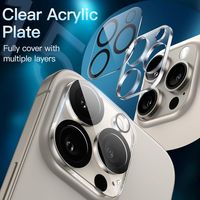 Verre trempé pour iPhone 16 15 14 13 Pro Max Plus Mini protecteur d'objectif de caméra cercle noir couvercle de Film de protection d'objectif