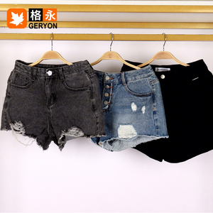 Shorts <span class=keywords><strong>en</strong></span> <span class=keywords><strong>jean</strong></span> <span class=keywords><strong>taille</strong></span> haute vintage Geryon pour femme, <span class=keywords><strong>en</strong></span> balles, pour Ukay, été, seconde main, <span class=keywords><strong>en</strong></span> vrac, 45 kg MOQ - Product Image 1