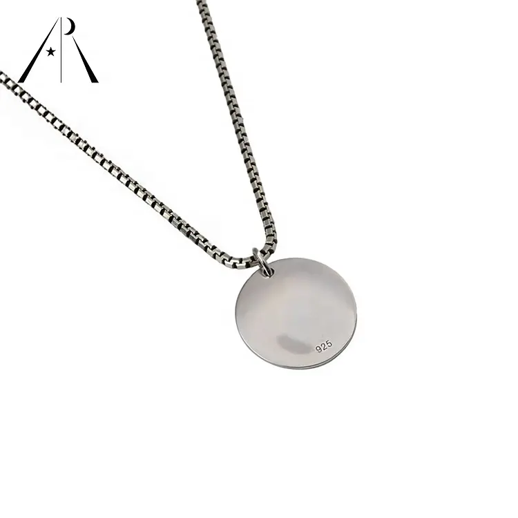 Hot Koop Verzilverd Ontwerp Coin 925 Sterling Zilver Charm Hanger Zilveren Ketting