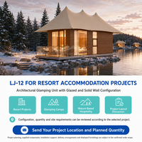 Tente de glamping familiale de luxe de 11 m avec toit en PVDF et isolation murale double vitrage pour projets hôteliers et complexes hôteliers LJ-12
