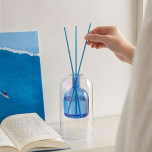 Bouteille diffuseur à roseaux en verre bleu à double paroi 165 ml, vide, pour diffuseur d'arômes, vase décoratif pour la <span class=keywords><strong>maison</strong></span>, conteneur de parfum, cadeau décoratif - Product Image 6