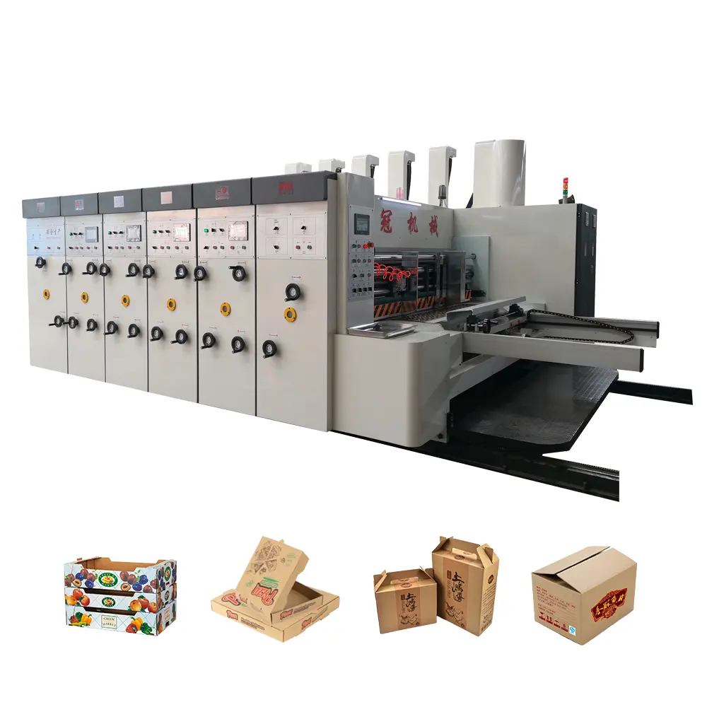 Ouguan Automatic High Speed 4 Colors Flex Printing Die Cutting Slotting Machine