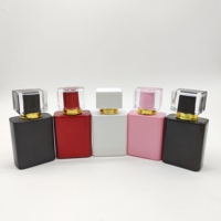 Flacon de parfum en verre haut de gamme de 50 ml avec bouchon à vis à impression sérigraphique, noir de luxe pour homme avec boîte