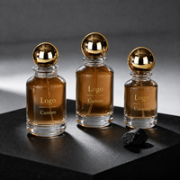 Flacon de parfum de luxe en verre ambré 30ml 50ml 100ml, flacon pulvérisateur vide avec bouchon boule doré, emballage de parfum personnalisé OEM