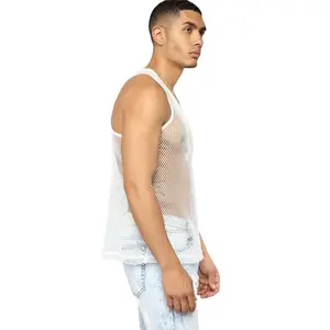 Супер Сексуальная Сетчатая футболка с большими отверстиями без рукавов для мужчин 2022 Лето 5-7 дней с круглым вырезом