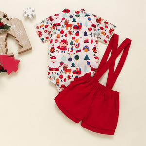 Natale pupazzo di neve di cartone animato per bambini bambini pagliaccetto e <span class=keywords><strong>tute</strong></span> rosse con cavezza due pezzi vestiti per gentiluomini per bambini - Product Image 2