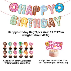 DAMAI Happy Birthday ciambella Party a <span class=keywords><strong>tema</strong></span> fornisce bandiera di carta bandiera e inserire decorazioni per feste decorazioni per bambini - Product Image 3