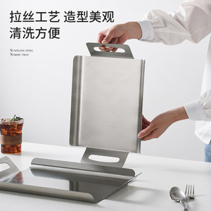 Stainless Steel Rectangular <b>Tray</b> With Handle For Serving Fruit And <b>Snacks</b> Home Use Living Room Display <b>Trays</b> - Product Image 4