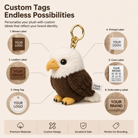 Porte-clés en peluche personnalisé Aigle chauve, jouet en peluche doux, porte-clés oiseau rembourré pour sac à dos, cadeau, vente en gros