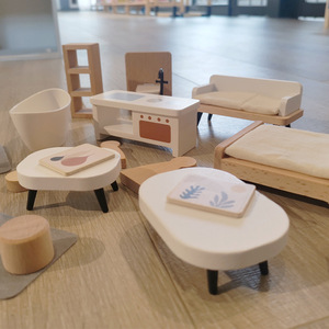 Juego de casa de muñecas <span class=keywords><strong>DIY</strong></span> de madera, juguete educativo para niños con <span class=keywords><strong>mini</strong></span> muebles modelo de moda - Product Image 3