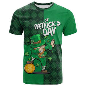 T-shirt à sublimation avec trèfle à quatre feuilles pour la Saint-Patrick irlandaise, t-shirt de célébration de la Saint-Patrick, respirant, manches courtes - Product Image 2