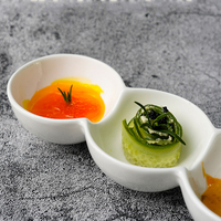 Assiette en mélamine blanche de haute qualité à trois compartiments pour le service de sauces et d'apéritifs