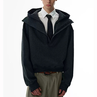Sweat-shirts à capuche épais en molleton bouclette, coupe ample et oversize, à épaules tombantes, avec grand capuche, à col châle, zippés à mi-longueur et courts