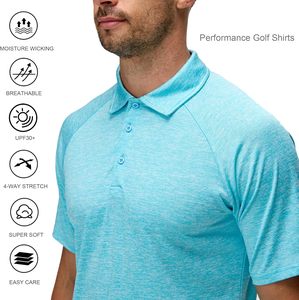 Camiseta informal de manga larga para hombre, polo, golf, antiarrugas, secado rápido, absorbe la humedad, patrón sólido, tejido de punto - Product Image 6