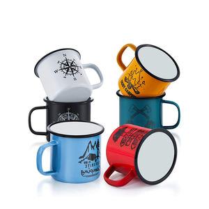 Taza de Café de Esmalte Vintage de 350 ml, Económica, al por Mayor, con Logotipo Personalizado Impreso, Reutilizable, Apta para Lavavajillas y <span class=keywords><strong>Microondas</strong></span>, para Camping - Product Image 1