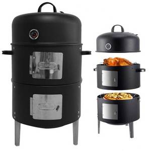 3 in 1 forno fumatore esterno barile verticale all'aperto Barbecue a carbone casa del fumo per carne e pesce fumo Barbecue forno - Product Image 2