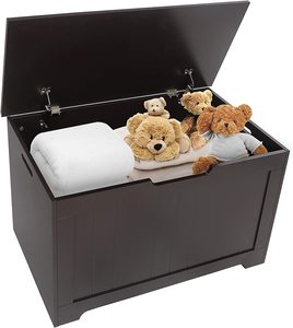 Wood Modern Storage Bench Trunk Kids Toy Box 30 in. Wide Toy Chest Blanket Storage Chest Trunk Box Bench in Dark Chestnut Brown