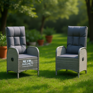 Silla de Jardín NLYIN Paroneto, de Mimbre Sintético con Estructura de Acero, Color Gris, Diseño Ergonómico y Contemporáneo - Product Image 2