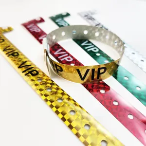 Popular Glitter Disposable Events Hotel Bracelets Id Wristbands Custom VIP Bracelet